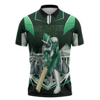 Personalised Melbourne Stars Cricket Mascot Skyline Zipper Polo Shirt Comic Style Superhero Mascot Fan Art Graphic