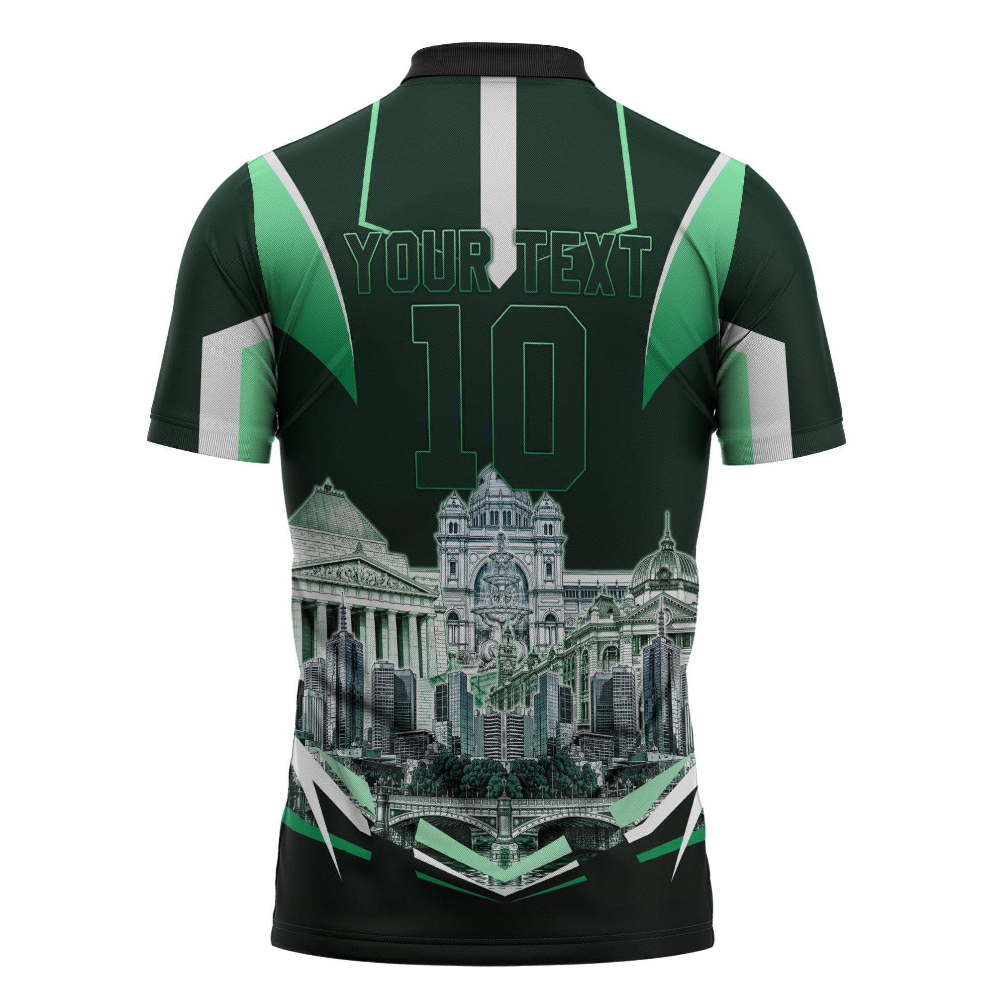 Personalised Melbourne Stars Cricket Mascot Skyline Zipper Polo Shirt Comic Style Superhero Mascot Fan Art Graphic