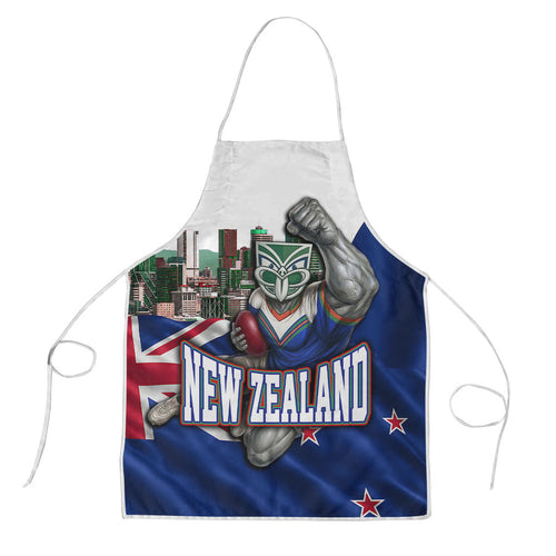 New Zealand Warriors Rugby Apron Warrior Mascot Auckland Skyline Flag Art