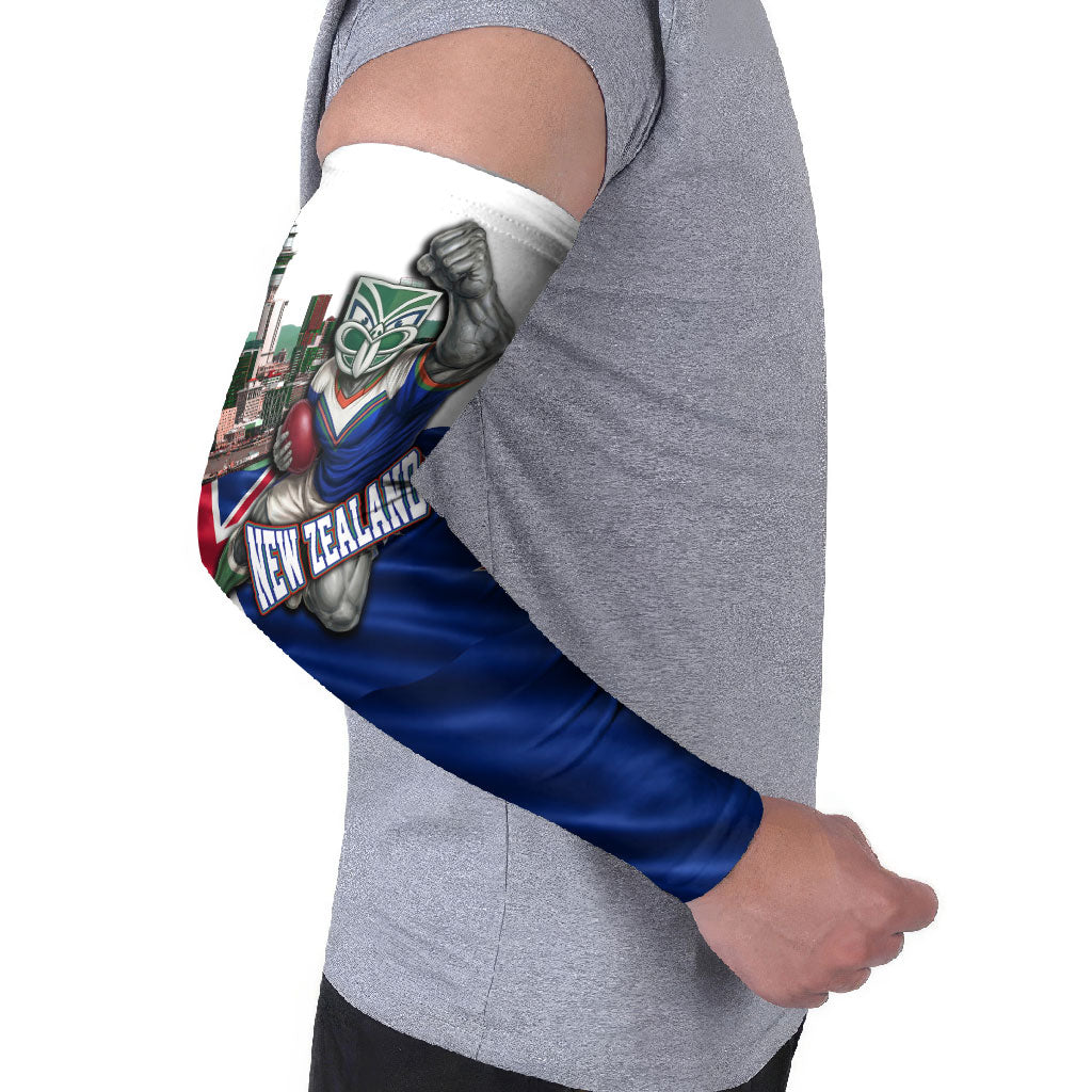 Personalized New Zealand Warriors Rugby Arm Sleeves Warrior Mascot Auckland Skyline Flag Art