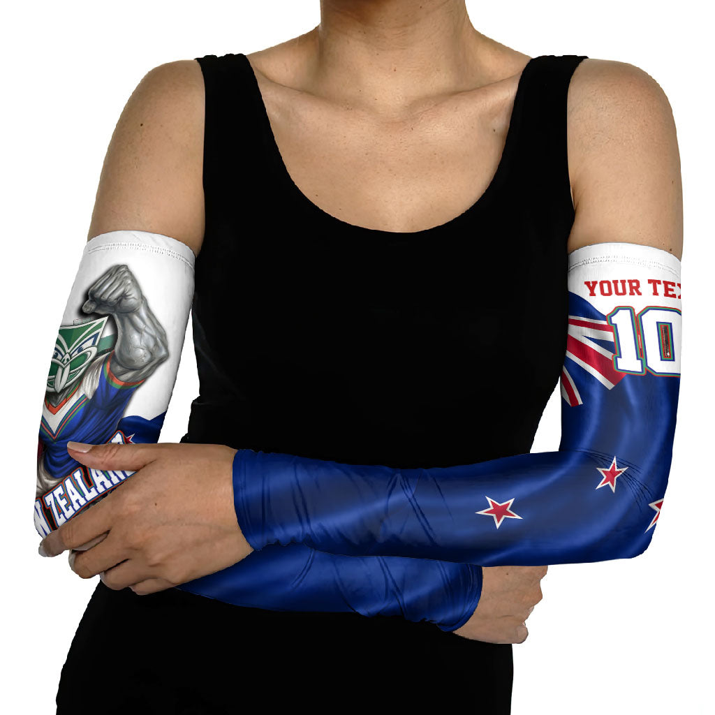 Personalized New Zealand Warriors Rugby Arm Sleeves Warrior Mascot Auckland Skyline Flag Art