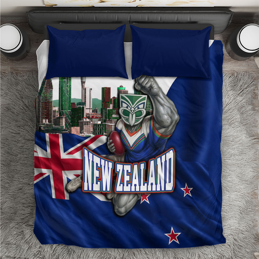 New Zealand Warriors Rugby Bedding Set Warrior Mascot Auckland Skyline Flag Art