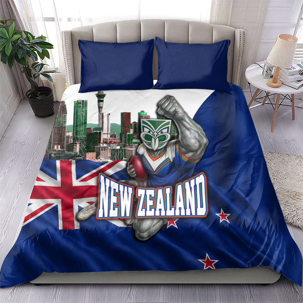 New Zealand Warriors Rugby Bedding Set Warrior Mascot Auckland Skyline Flag Art