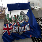 New Zealand Warriors Rugby Bedding Set Warrior Mascot Auckland Skyline Flag Art