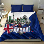 New Zealand Warriors Rugby Bedding Set Warrior Mascot Auckland Skyline Flag Art