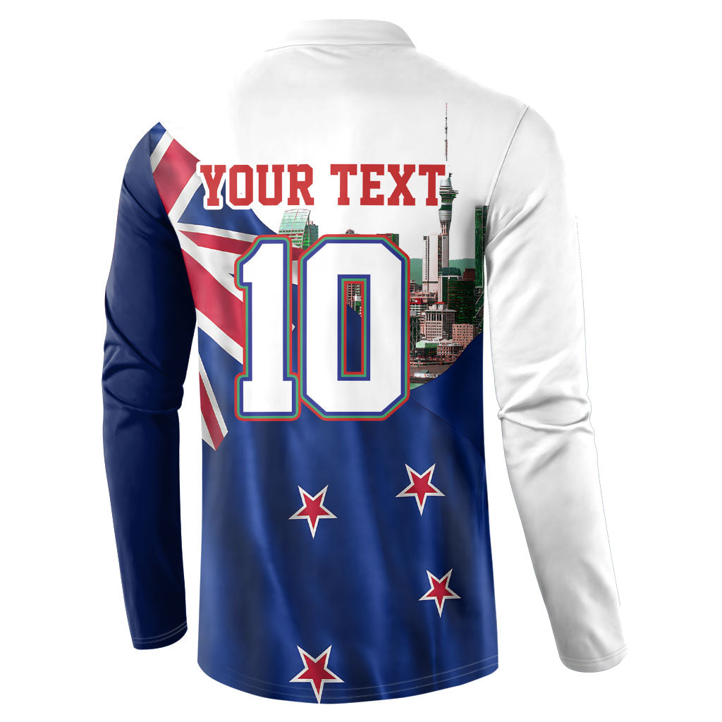 Personalized New Zealand Warriors Rugby Button Sweatshirt Warrior Mascot Auckland Skyline Flag Art