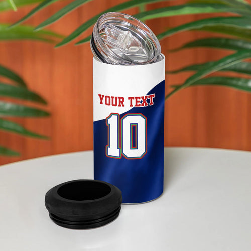 Personalized New Zealand Warriors Rugby 4 in 1 Can Cooler Tumbler Warrior Mascot Auckland Skyline Flag Art