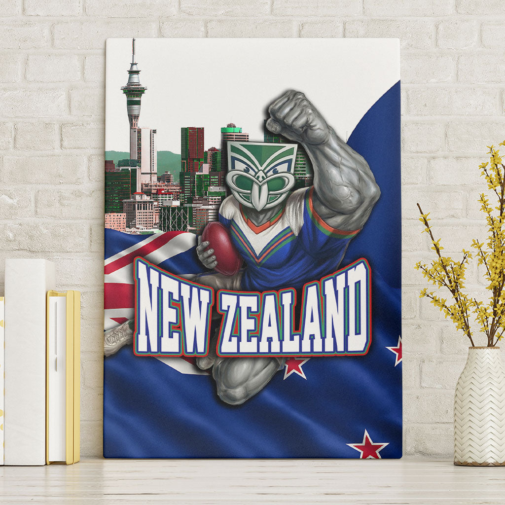 New Zealand Warriors Rugby Canvas Wall Art Warrior Mascot Auckland Skyline Flag Art