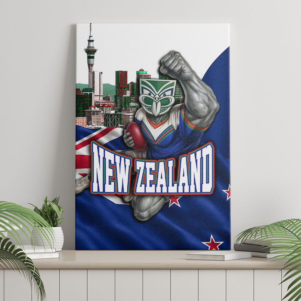 New Zealand Warriors Rugby Canvas Wall Art Warrior Mascot Auckland Skyline Flag Art