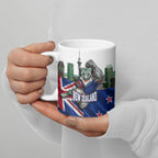 Personalized New Zealand Warriors Rugby Ceramic Mug Warrior Mascot Auckland Skyline Flag Art