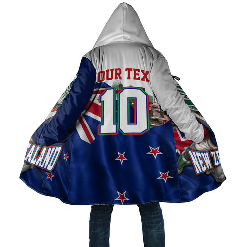 Personalized New Zealand Warriors Rugby Cloak Warrior Mascot Auckland Skyline Flag Art