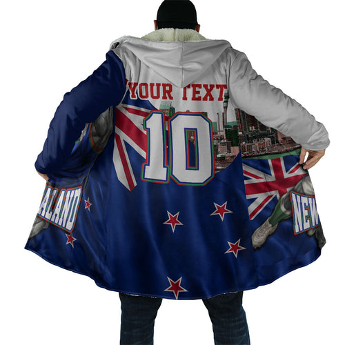 Personalized New Zealand Warriors Rugby Cloak Warrior Mascot Auckland Skyline Flag Art