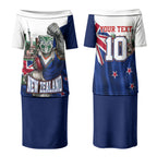 Personalized New Zealand Warriors Rugby Couples Matching Puletasi and Long Sleeve Button Shirt Warrior Mascot Auckland Skyline Flag Art