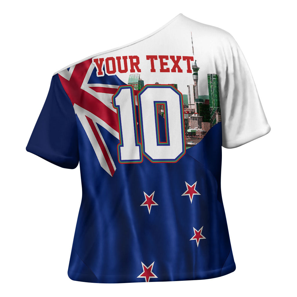 Personalized New Zealand Warriors Rugby Cross Shoulder Shirt Warrior Mascot Auckland Skyline Flag Art