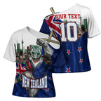 Personalized New Zealand Warriors Rugby Cross Shoulder Shirt Warrior Mascot Auckland Skyline Flag Art