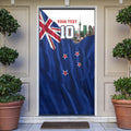 Personalized New Zealand Warriors Rugby Door Cover Warrior Mascot Auckland Skyline Flag Art