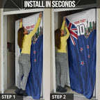 Personalized New Zealand Warriors Rugby Door Cover Warrior Mascot Auckland Skyline Flag Art
