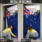 Personalized New Zealand Warriors Rugby Door Cover Warrior Mascot Auckland Skyline Flag Art