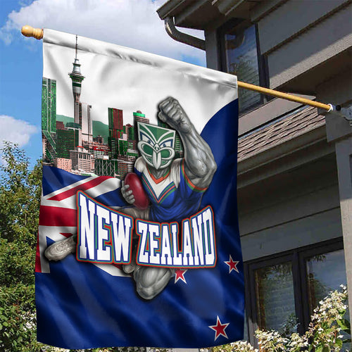 New Zealand Warriors Rugby Garden Flag Warrior Mascot Auckland Skyline Flag Art
