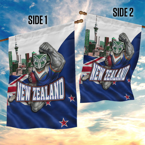 New Zealand Warriors Rugby Garden Flag Warrior Mascot Auckland Skyline Flag Art