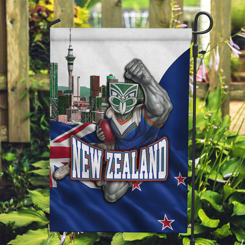 New Zealand Warriors Rugby Garden Flag Warrior Mascot Auckland Skyline Flag Art