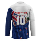 Personalized New Zealand Warriors Rugby Hockey Jersey Warrior Mascot Auckland Skyline Flag Art