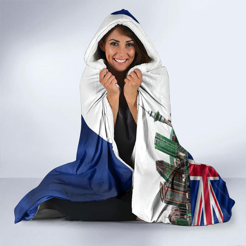 New Zealand Warriors Rugby Hooded Blanket Warrior Mascot Auckland Skyline Flag Art