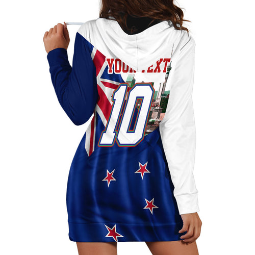 Personalized New Zealand Warriors Rugby Hoodie Dress Warrior Mascot Auckland Skyline Flag Art