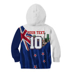 Personalized New Zealand Warriors Rugby Kid Hoodie Warrior Mascot Auckland Skyline Flag Art