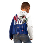 Personalized New Zealand Warriors Rugby Kid Hoodie Warrior Mascot Auckland Skyline Flag Art