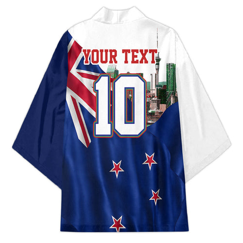 Personalized New Zealand Warriors Rugby Kimono Warrior Mascot Auckland Skyline Flag Art