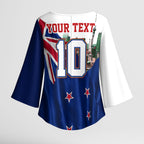 Personalized New Zealand Warriors Rugby Kimono Sleeve Blouse Warrior Mascot Auckland Skyline Flag Art