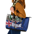 New Zealand Warriors Rugby Leather Tote Bag Warrior Mascot Auckland Skyline Flag Art