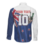Personalized New Zealand Warriors Rugby Long Sleeve Button Shirt Warrior Mascot Auckland Skyline Flag Art