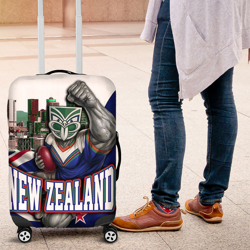 New Zealand Warriors Rugby Luggage Cover Warrior Mascot Auckland Skyline Flag Art