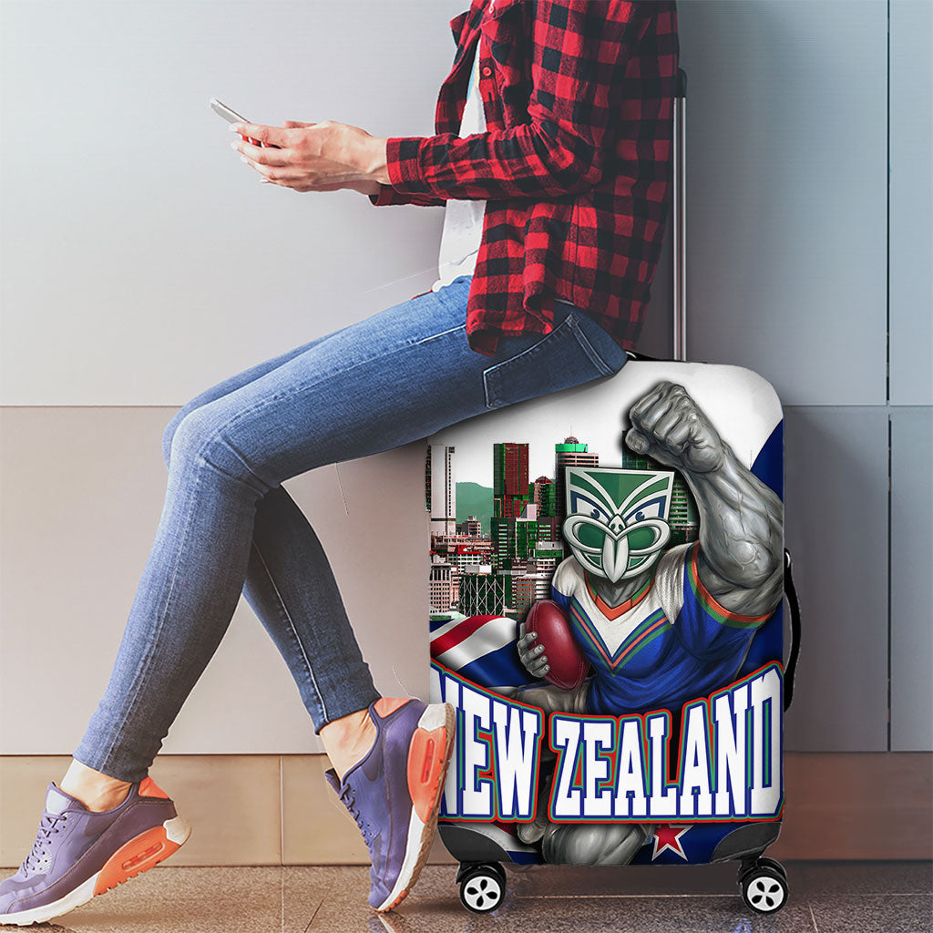 New Zealand Warriors Rugby Luggage Cover Warrior Mascot Auckland Skyline Flag Art
