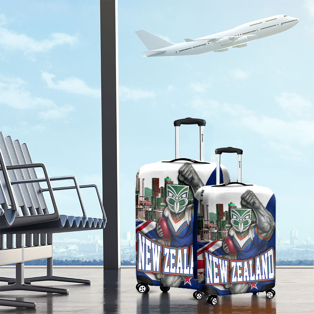 New Zealand Warriors Rugby Luggage Cover Warrior Mascot Auckland Skyline Flag Art