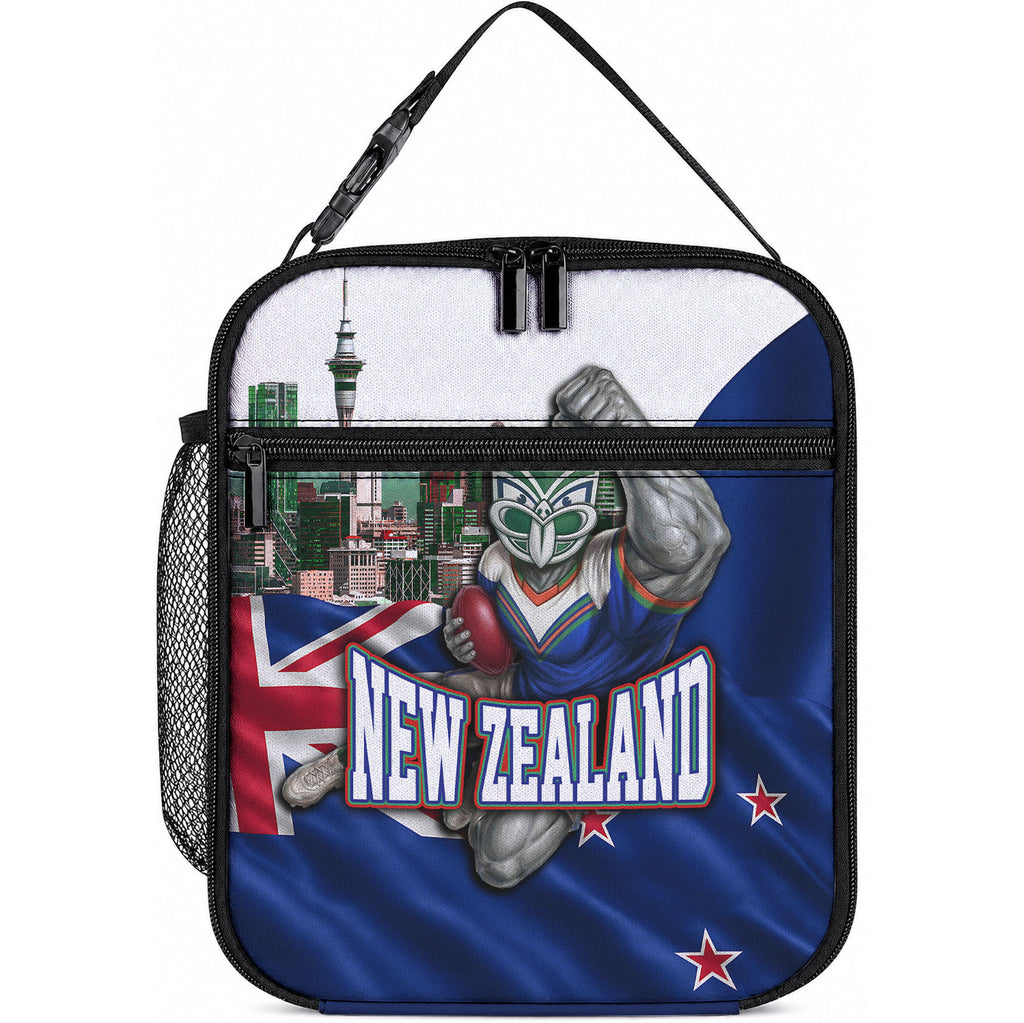 New Zealand Warriors Rugby Lunch Bag Warrior Mascot Auckland Skyline Flag Art