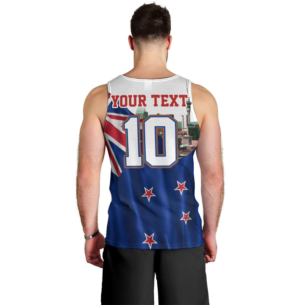 Personalized New Zealand Warriors Rugby Men Tank Top Warrior Mascot Auckland Skyline Flag Art