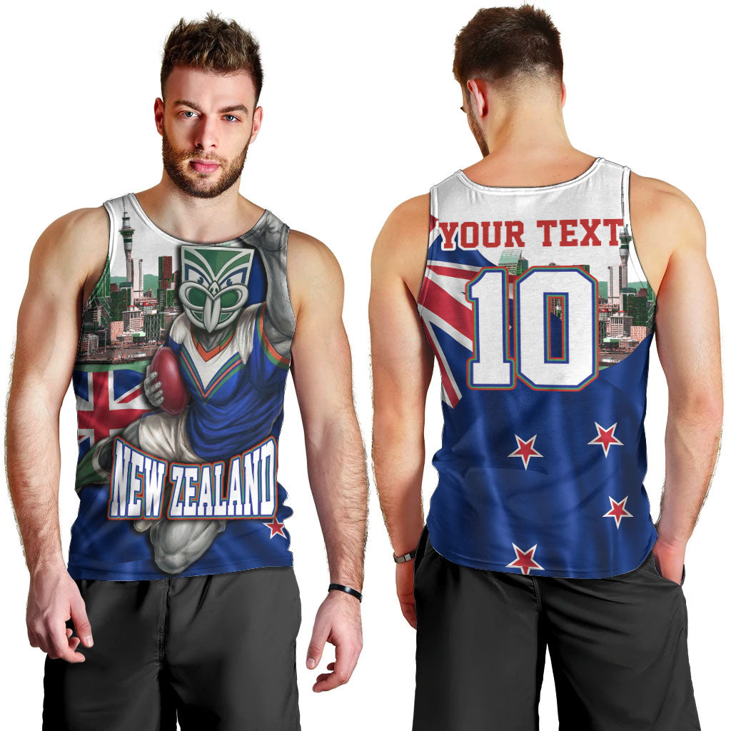 Personalized New Zealand Warriors Rugby Men Tank Top Warrior Mascot Auckland Skyline Flag Art