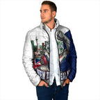 Personalized New Zealand Warriors Rugby Padded Jacket Warrior Mascot Auckland Skyline Flag Art