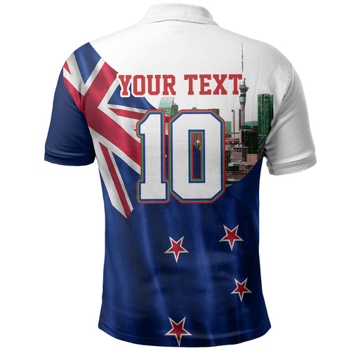 Personalized New Zealand Warriors Rugby Polo Shirt Warrior Mascot Auckland Skyline Flag Art