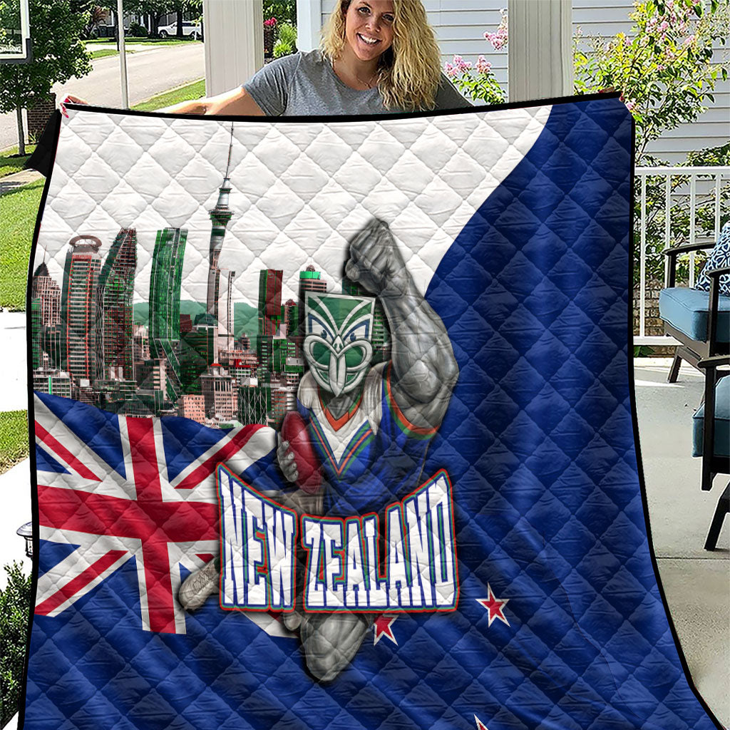 New Zealand Warriors Rugby Quilt Warrior Mascot Auckland Skyline Flag Art