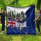New Zealand Warriors Rugby Quilt Warrior Mascot Auckland Skyline Flag Art