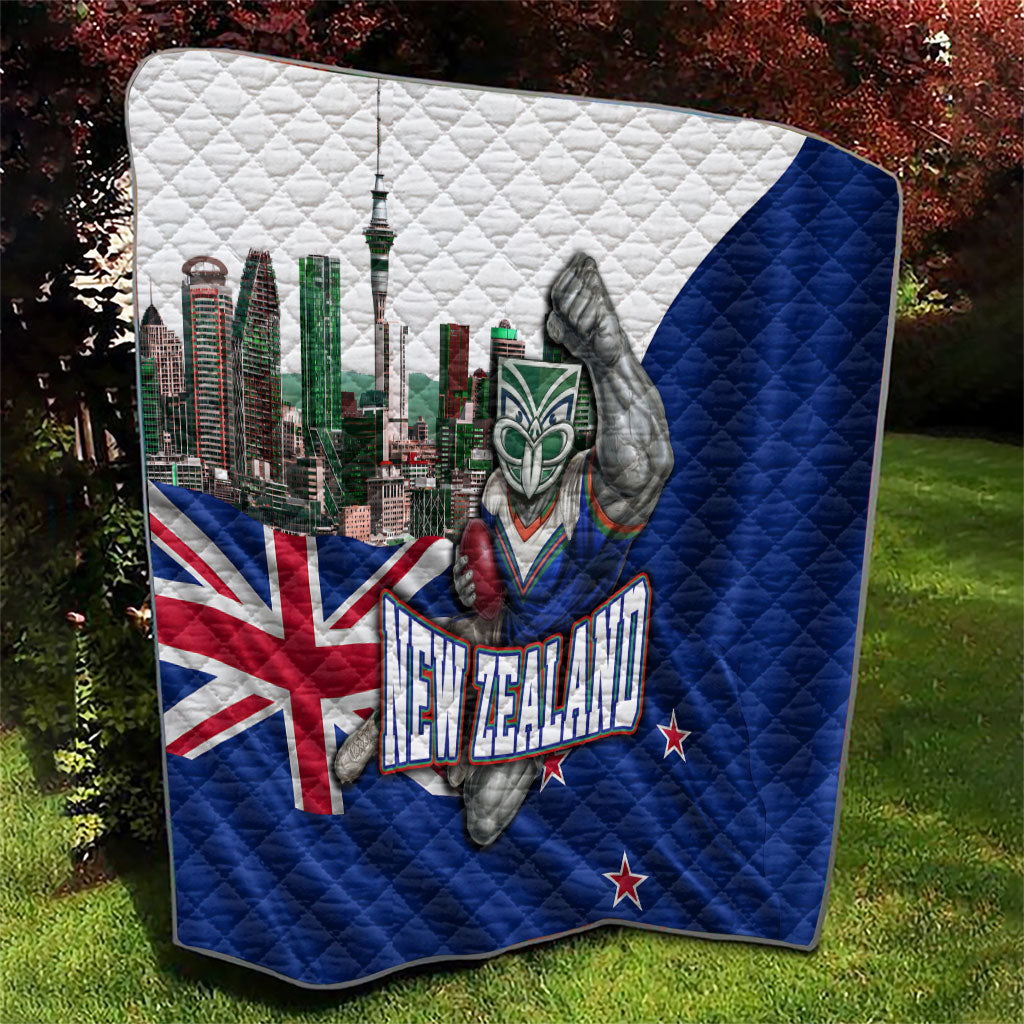 New Zealand Warriors Rugby Quilt Warrior Mascot Auckland Skyline Flag Art