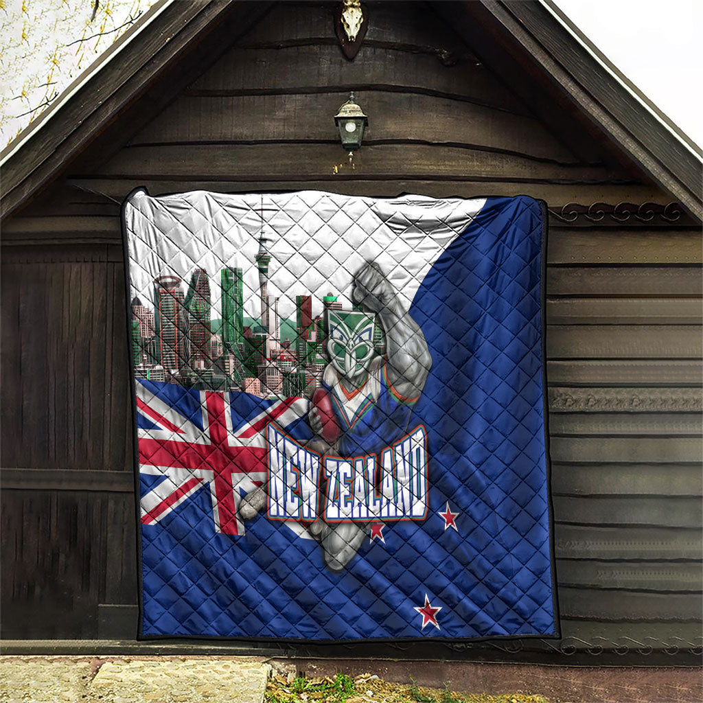 New Zealand Warriors Rugby Quilt Warrior Mascot Auckland Skyline Flag Art