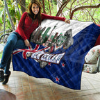 New Zealand Warriors Rugby Quilt Warrior Mascot Auckland Skyline Flag Art