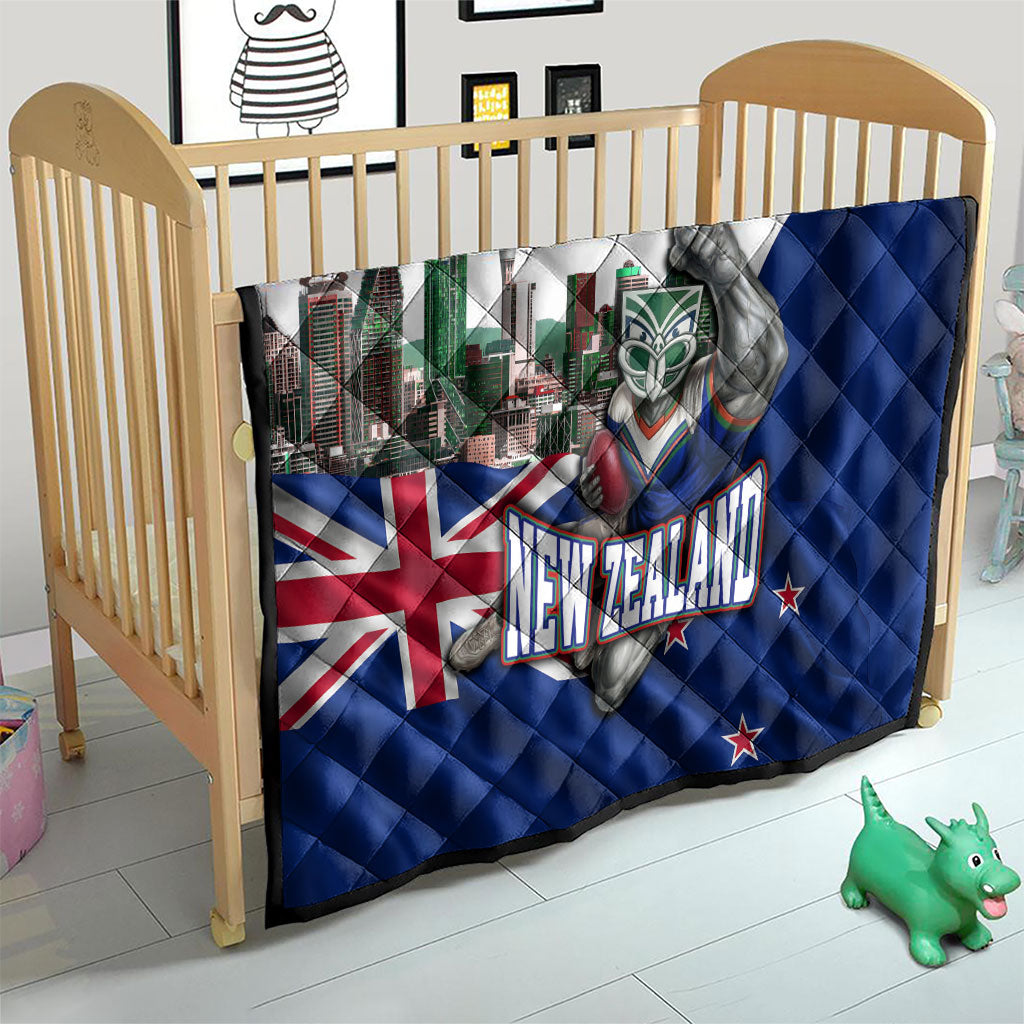New Zealand Warriors Rugby Quilt Warrior Mascot Auckland Skyline Flag Art