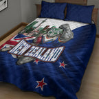 New Zealand Warriors Rugby Quilt Bed Set Warrior Mascot Auckland Skyline Flag Art