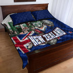 New Zealand Warriors Rugby Quilt Bed Set Warrior Mascot Auckland Skyline Flag Art